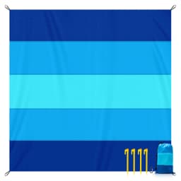 Multiple Sizes Beach Blanket Sandproof Waterproof Large Quick Drying Outdoor Picnic Mat with 4 Stakes for Travel Camping Hiking