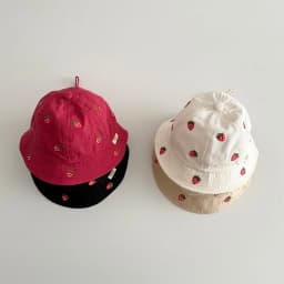 MILANCEL New Spring Baby Girls Hat 1-4T Sweet Embroidered Strawberry Kids Fisherman Hat Cute 6 Colors Children Sun Hat