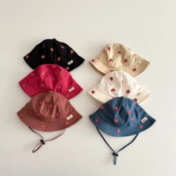 MILANCEL New Spring Baby Girls Hat 1-4T Sweet Embroidered Strawberry Kids Fisherman Hat Cute 6 Colors Children Sun Hat