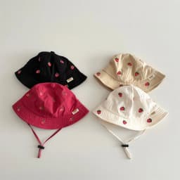 MILANCEL New Spring Baby Girls Hat 1-4T Sweet Embroidered Strawberry Kids Fisherman Hat Cute 6 Colors Children Sun Hat