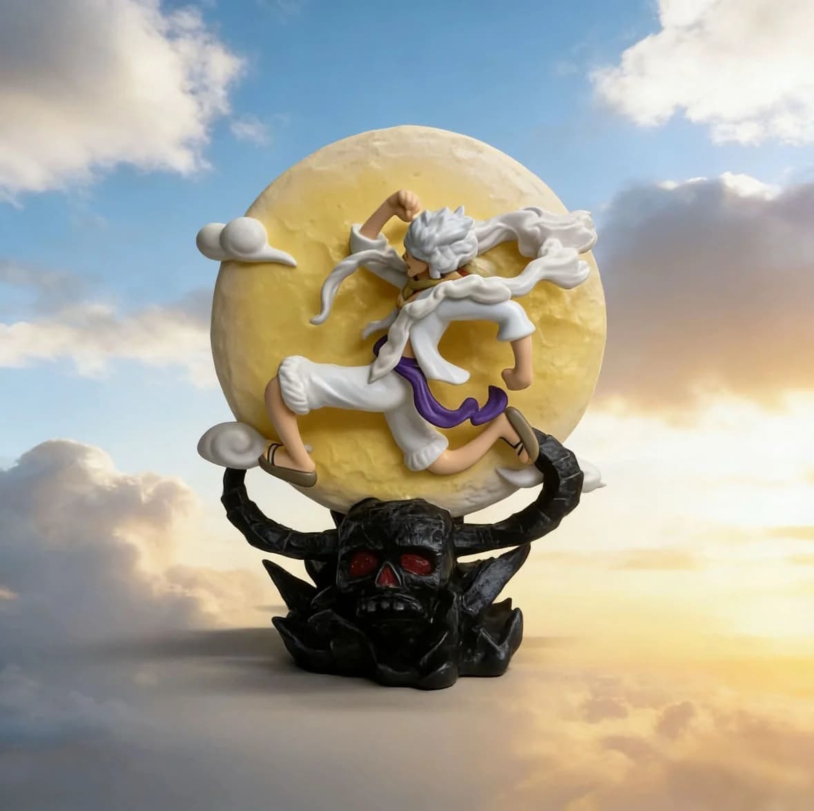 14cm One Piece Anime Figure 5 Gear Luffy Flying To The Moon With Moon Light Action Figure PVC Decorations Collection Toys