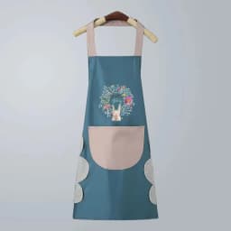 Hand-wiping Aprons For Women Rabbit Print Kitchen Cooking Apron Household Oil-proof Waterproof Apron Adult Waist Fashion Uniform