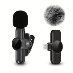 Wireless Lavalier Microphone With Windproof Cover Audio Video Recording Mini Mic For Android Mobile Phone Microphone