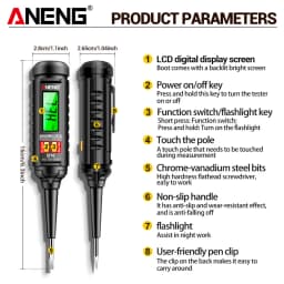 12V-300V AC Voltage Sensing Digital Tester Pen ANENG B16 Word Screwdriver Non-Contact NCV Voltage Sound and Light Alarm Detector