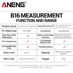 12V-300V AC Voltage Sensing Digital Tester Pen ANENG B16 Word Screwdriver Non-Contact NCV Voltage Sound and Light Alarm Detector