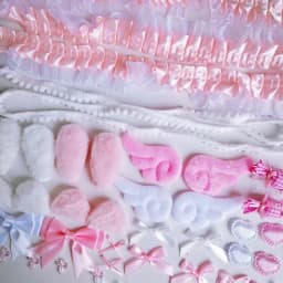 40 Pieces of Lace Handmade Material Kit, Lace Plush Bunny Ears, Angel Wings Accessories, Clothing Accessories, Heart and Star Set