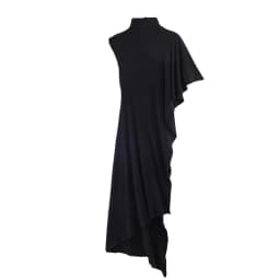 Women's Top 2026 Spring New Style Black Short-Sleeve High-Neck Asymmetrical Pleated Decorative Top Elegant and Stylish Personal