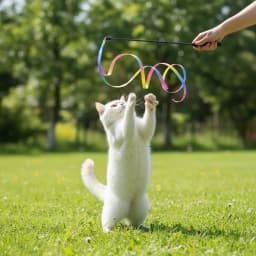 Interactive Coloured Ribbon Cat Toys Teasing Catd Stick Satin Ribbon Cat Stick Toys Kitten Playing Teaser Wand Toy Pet Supplies
