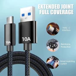 New 10A 120W Fast Charging Type C Cable Usb Data Transfer Data Cord For Xiaomi Oneplus Realme Huawei 0.25/0.5/1/1.5/2/3m