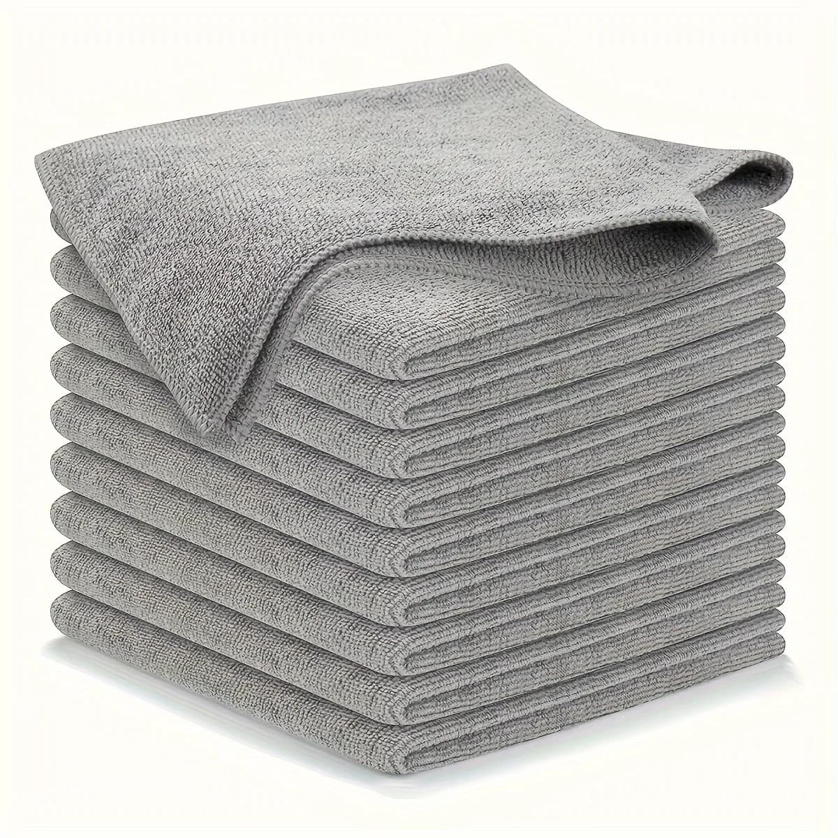 5-20Pcs Light Gray Microfiber Kitchen Towels, Ultra Absorbent Soft Cleaning Cloths, Stain Remover Dish Cloths Set