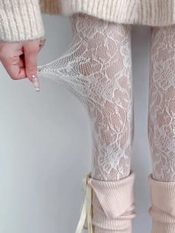 Sexy Floral Fishnets Long Socks Sheer Jacquard Lace Thin Pantyhose Japanese Style Sweet Purple/Pink Lolita JK Fishnet Stockings