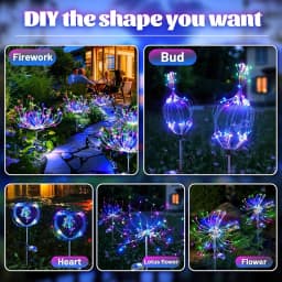 Outdoor LED Solar Firework Lights Waterproof Garden Stake Fairy Lights for Pathway Yard Balcony Lawn Patio