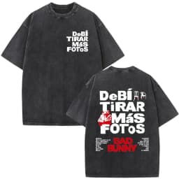 Rapper Bad Bunny Vintage Washed T Shirts Debi Tirar Mas Fotos DTMF T-shirts Men's Clothing Fashion High Quality T-shirt Couples