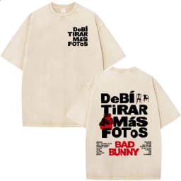 Rapper Bad Bunny Vintage Washed T Shirts Debi Tirar Mas Fotos DTMF T-shirts Men's Clothing Fashion High Quality T-shirt Couples