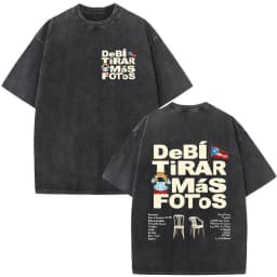 Rapper Bad Bunny Vintage Washed T Shirts Debi Tirar Mas Fotos DTMF T-shirts Men's Clothing Fashion High Quality T-shirt Couples