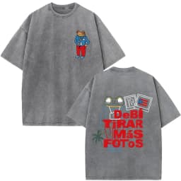 Rapper Bad Bunny Vintage Washed T Shirts Debi Tirar Mas Fotos DTMF T-shirts Men's Clothing Fashion High Quality T-shirt Couples