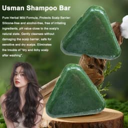 1-10PCS Triangle Shampoo Bar, Usman Grass Shampoo Bar,Nature Seven Green Soap Shampoo, Calming & Strengthens Hair for Women Men