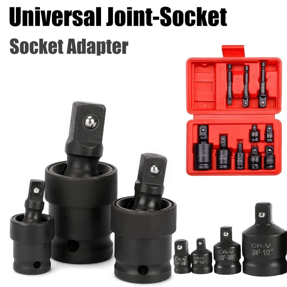 Air Cannon Pneumatic Universal Joint-Socket Swivel Set 360 degree Rotary Joint Electric Wrench Socket Extension Set 1/2" 3/8" 1/
