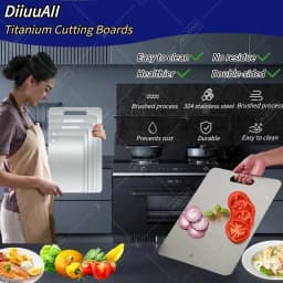 WXCOO Chopping Board Stainless Steel Double Sided Thickened Kneading Dough Board Kitchen Household Fruit Cutting Block