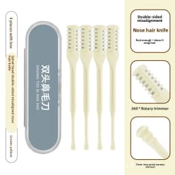 Manual Nose Hair Trimmer with Double-Sided Blade, Spiral Ear Cleaner, Rotating Stainless Steel Shaver for Nose and Ear Grooming