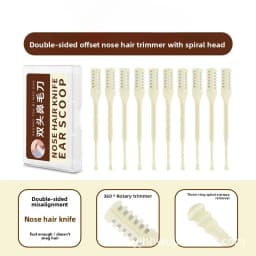 Manual Nose Hair Trimmer with Double-Sided Blade, Spiral Ear Cleaner, Rotating Stainless Steel Shaver for Nose and Ear Grooming