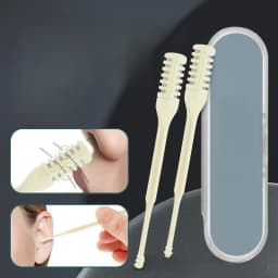 Manual Nose Hair Trimmer with Double-Sided Blade, Spiral Ear Cleaner, Rotating Stainless Steel Shaver for Nose and Ear Grooming