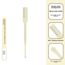 Manual Nose Hair Trimmer with Double-Sided Blade, Spiral Ear Cleaner, Rotating Stainless Steel Shaver for Nose and Ear Grooming