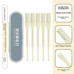 Manual Nose Hair Trimmer with Double-Sided Blade, Spiral Ear Cleaner, Rotating Stainless Steel Shaver for Nose and Ear Grooming