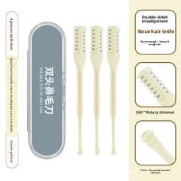 Manual Nose Hair Trimmer with Double-Sided Blade, Spiral Ear Cleaner, Rotating Stainless Steel Shaver for Nose and Ear Grooming