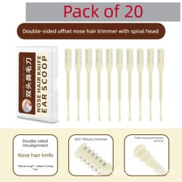 Manual Nose Hair Trimmer with Double-Sided Blade, Spiral Ear Cleaner, Rotating Stainless Steel Shaver for Nose and Ear Grooming