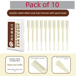 Manual Nose Hair Trimmer with Double-Sided Blade, Spiral Ear Cleaner, Rotating Stainless Steel Shaver for Nose and Ear Grooming