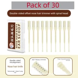 Manual Nose Hair Trimmer with Double-Sided Blade, Spiral Ear Cleaner, Rotating Stainless Steel Shaver for Nose and Ear Grooming