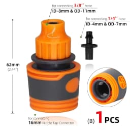 1/4 3/8'' 1/2'' 3/4'' Hose Quick Connecter Plastic Rubber Coupling Adapter Pipe Tubing Irrigation System Coupler Shut Off Valve