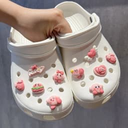 Cute Cartoon Kirby Chef Shoe Charms DIY Decorations for Clogs Sandals Funny Cartoon Shoe Accessories Holiday Gift for Boys Girls