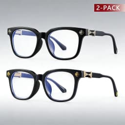 2pcs Classic Square Anti Blue Light Glasses Reading Books Vintage Glasses Women and Men Prescription Glasses Computer Eyeglasses