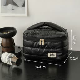 Puffer Makeup Bag Travel Organizer, Lightweight Cosmetic Storage Bag with Zipper, Portable Toiletry Bag for Women