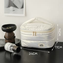 Puffer Makeup Bag Travel Organizer, Lightweight Cosmetic Storage Bag with Zipper, Portable Toiletry Bag for Women