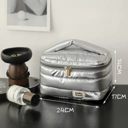 Puffer Makeup Bag Travel Organizer, Lightweight Cosmetic Storage Bag with Zipper, Portable Toiletry Bag for Women