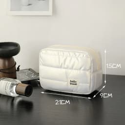 Puffer Makeup Bag Travel Organizer, Lightweight Cosmetic Storage Bag with Zipper, Portable Toiletry Bag for Women