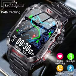 LAXASFIT 2026 New Smart Watch Men's Outdoor Watch 1.85 inch Voice Assistant Bluetooth Call with LED Flashlight Smart Watch