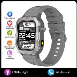 LAXASFIT 2026 New Smart Watch Men's Outdoor Watch 1.85 inch Voice Assistant Bluetooth Call with LED Flashlight Smart Watch