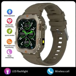 LAXASFIT 2026 New Smart Watch Men's Outdoor Watch 1.85 inch Voice Assistant Bluetooth Call with LED Flashlight Smart Watch