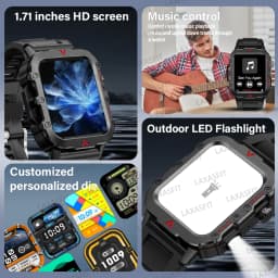 LAXASFIT 2026 New Smart Watch Men's Outdoor Watch 1.85 inch Voice Assistant Bluetooth Call with LED Flashlight Smart Watch
