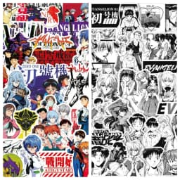 70/75PCS Black and White Sketch Neon Genesis Evangelion Stickers Classic Anime Decals for Notebook Skateboard Bike Sticker