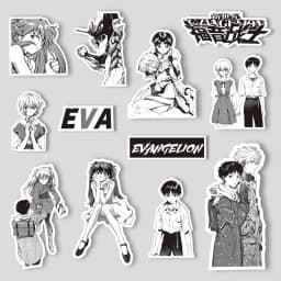 70/75PCS Black and White Sketch Neon Genesis Evangelion Stickers Classic Anime Decals for Notebook Skateboard Bike Sticker
