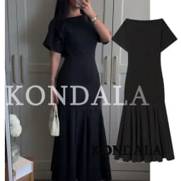 KONDALA Vintage Boat Collar Long Dress Women's Elegant Casual Splicing Pleated Dress New 2026 Spring Summer Fashion Slim Dress