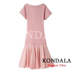 KONDALA Vintage Boat Collar Long Dress Women's Elegant Casual Splicing Pleated Dress New 2026 Spring Summer Fashion Slim Dress