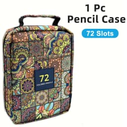 1pc Colored Pencil Box 50/72/120 Slots,Large Capacity Pen Lead Box,Gel Pen Storage Bag Zipper Portable,for Adults,Painters