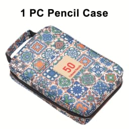 1pc Colored Pencil Box 50/72/120 Slots,Large Capacity Pen Lead Box,Gel Pen Storage Bag Zipper Portable,for Adults,Painters