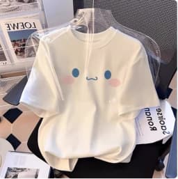 2026 Summer 100% Cotton Sanrio Cinnamoroll Printed Casual Loose T-shirt Parent-child Vintage Harajuku Top 52TOYS Collaboration.